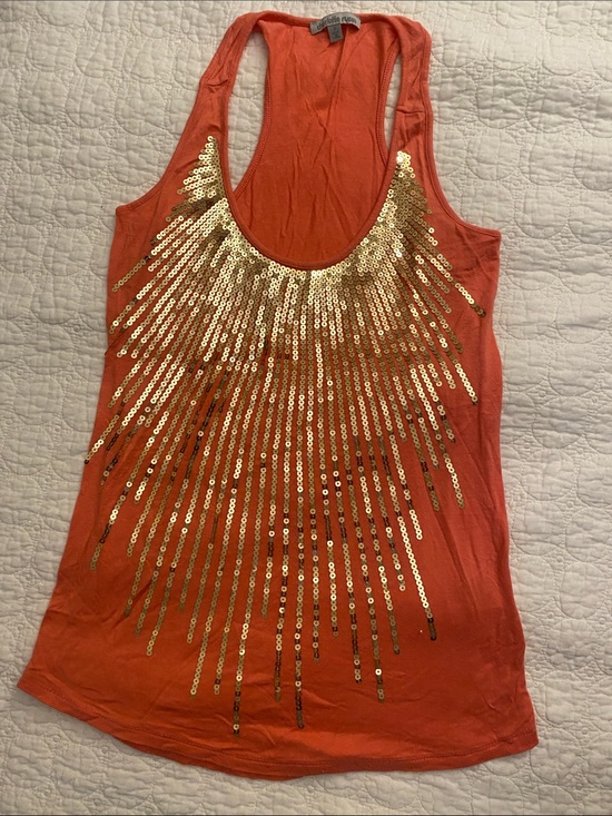 Charlotte Russe Tops - Charlotte Russe pink Tank with Gold Sequin Front